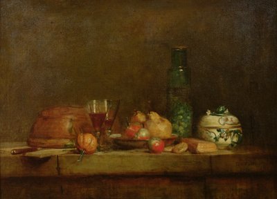 Still Life with a Bottle of Olives by Jean Baptiste Simeon Chardin